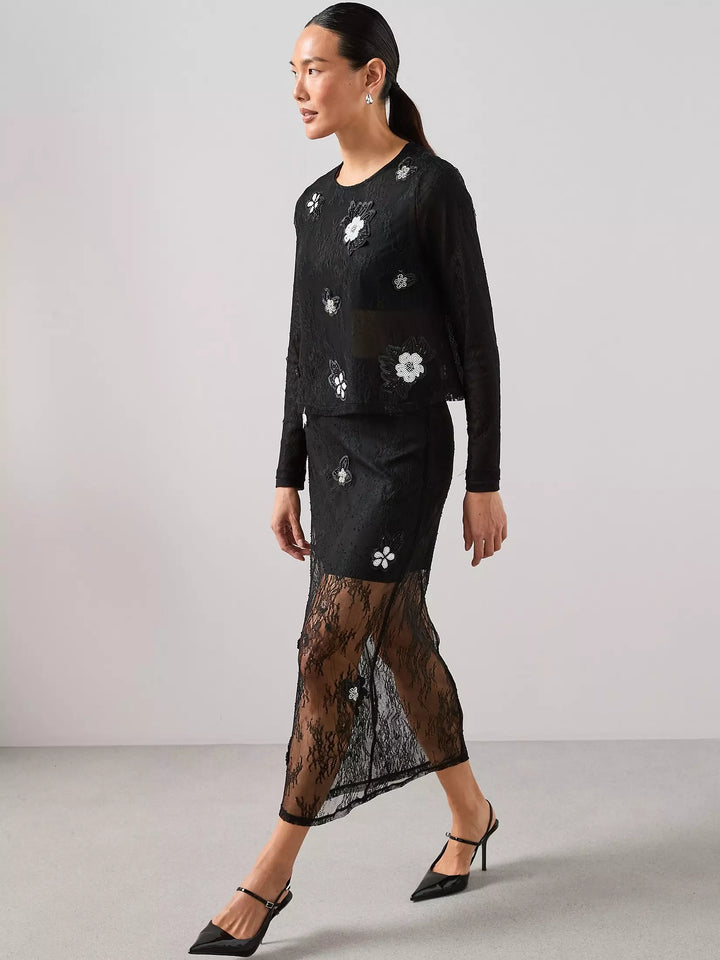 Fustă midi THE VERY COLLECTION, negru