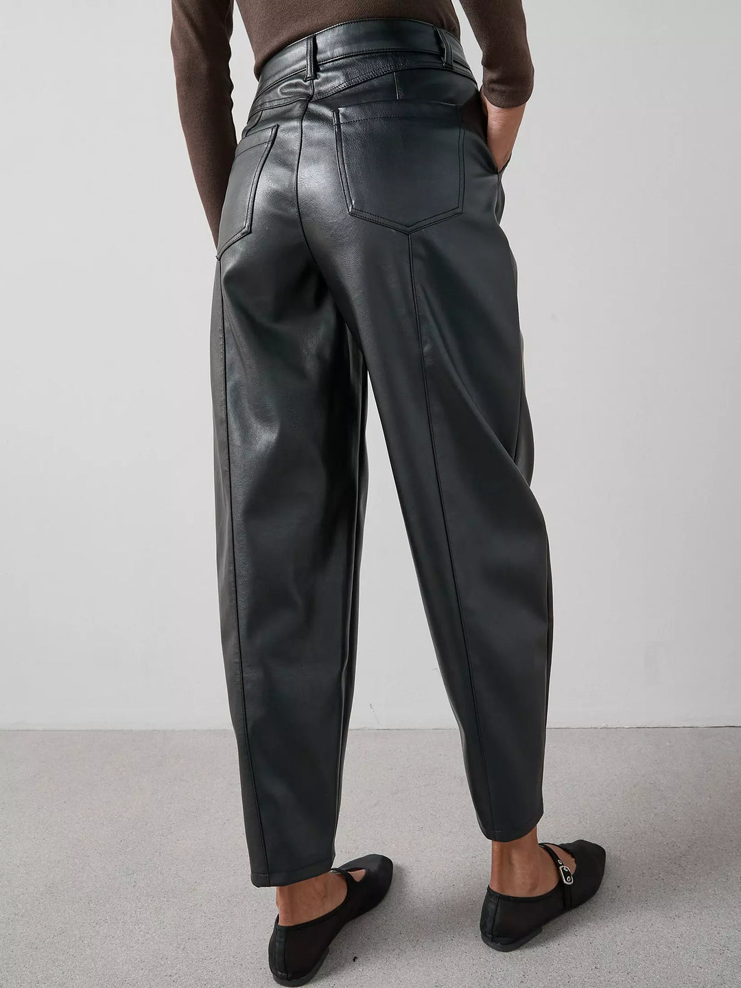 Pantaloni imitație de piele THE VERY COLLECTION, negru