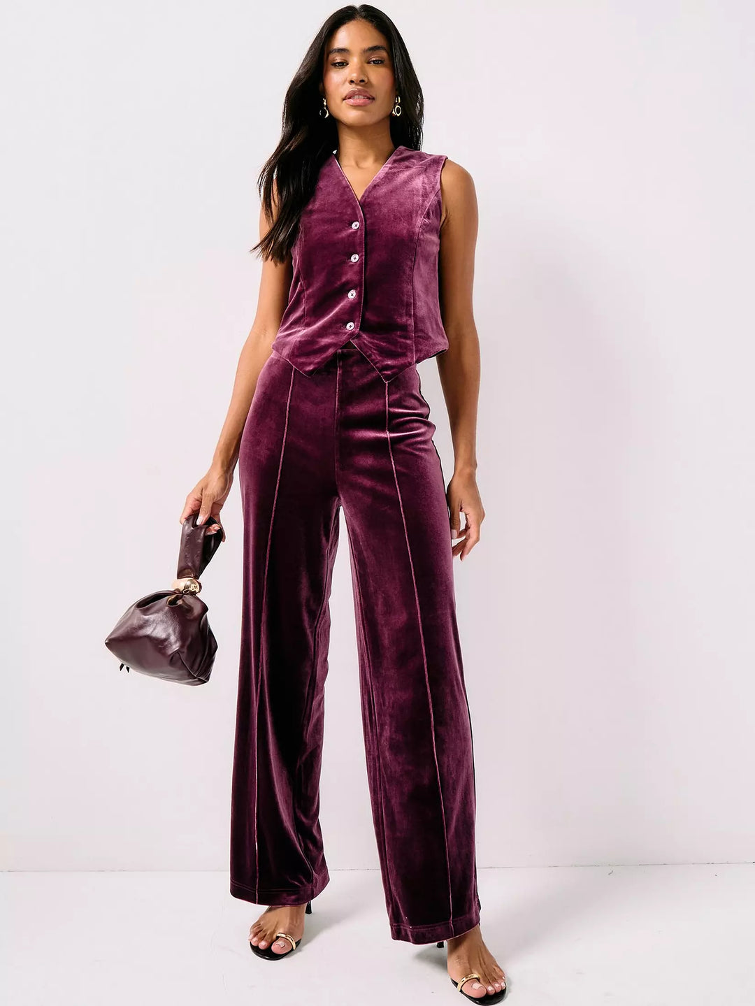 Pantaloni VERO MODA, vișiniu