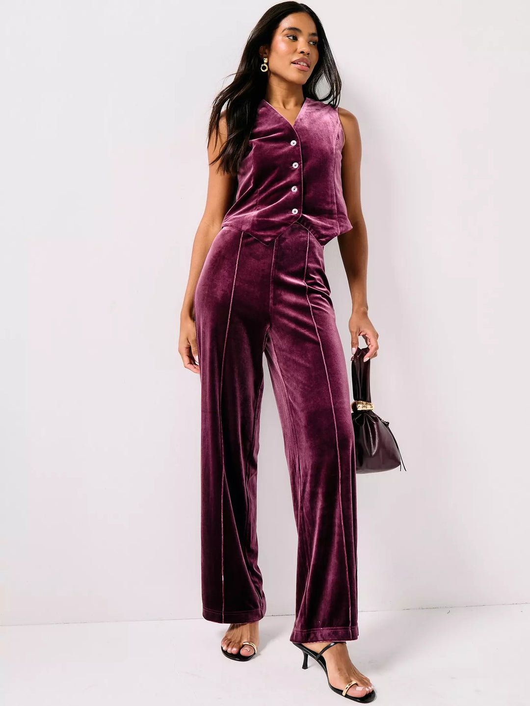 Pantaloni VERO MODA, vișiniu
