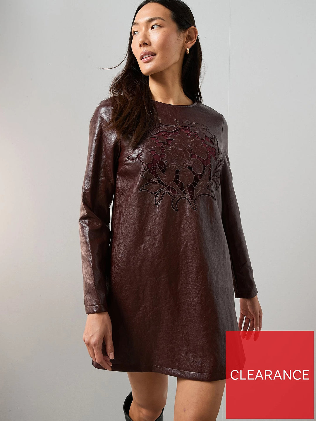 Rochie imitație piele THE VERY COLLECTION, vișiniu