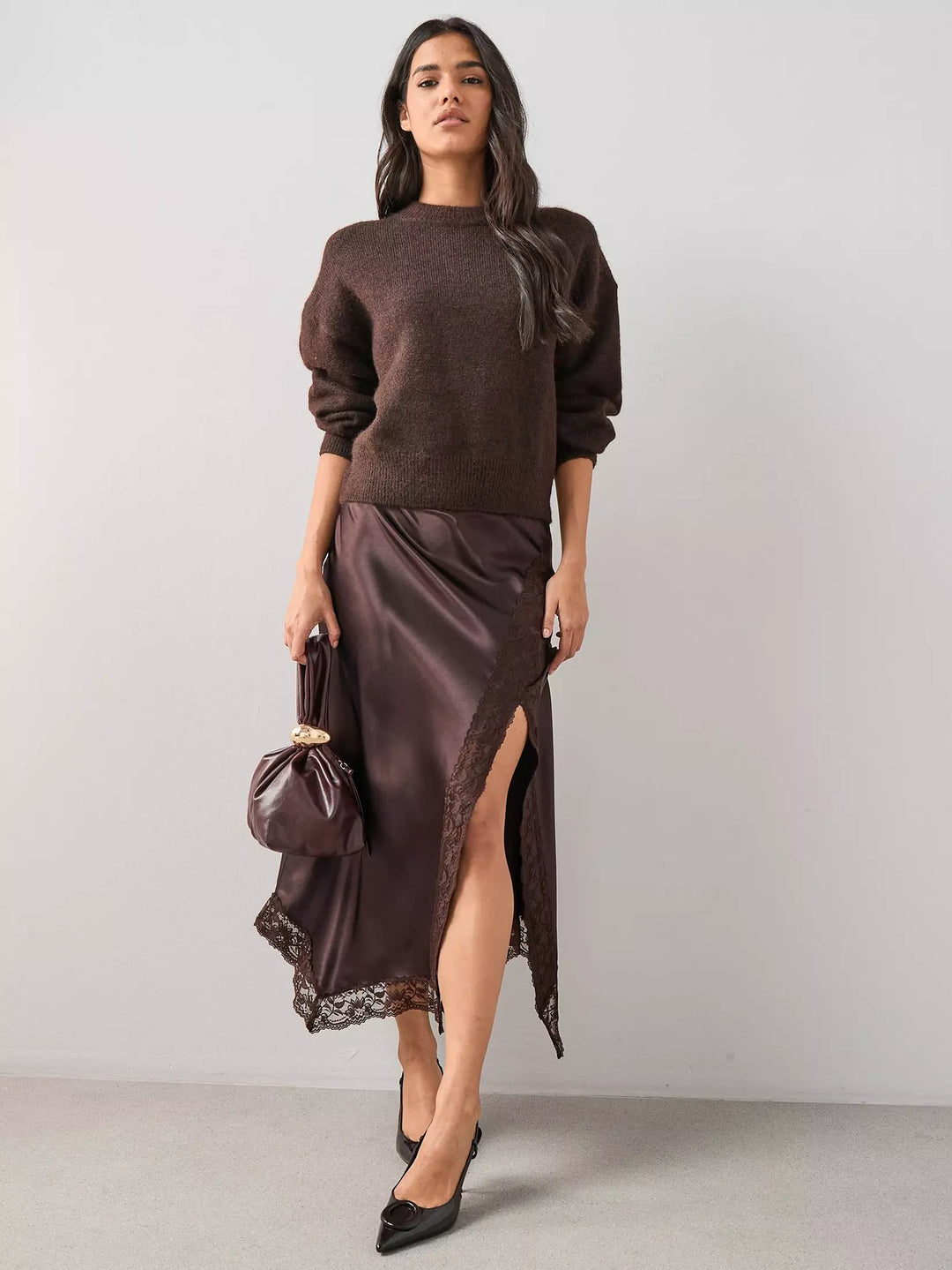 Midiszoknya THE VERY COLLECTION, barna
