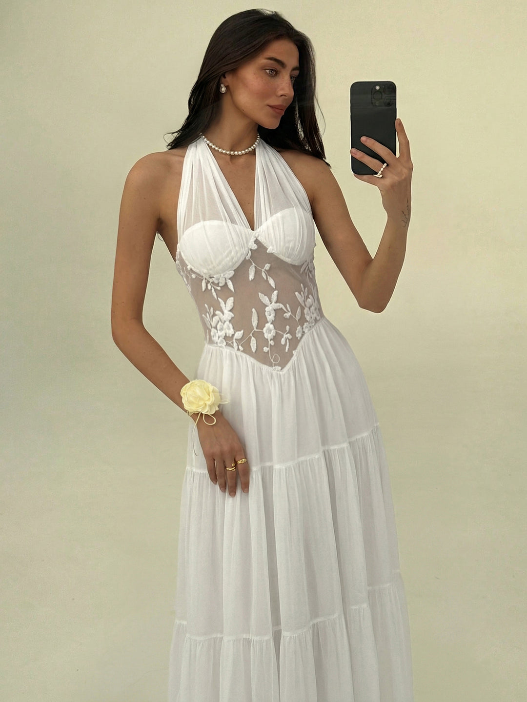 Rochie maxi SHEIN, alb
