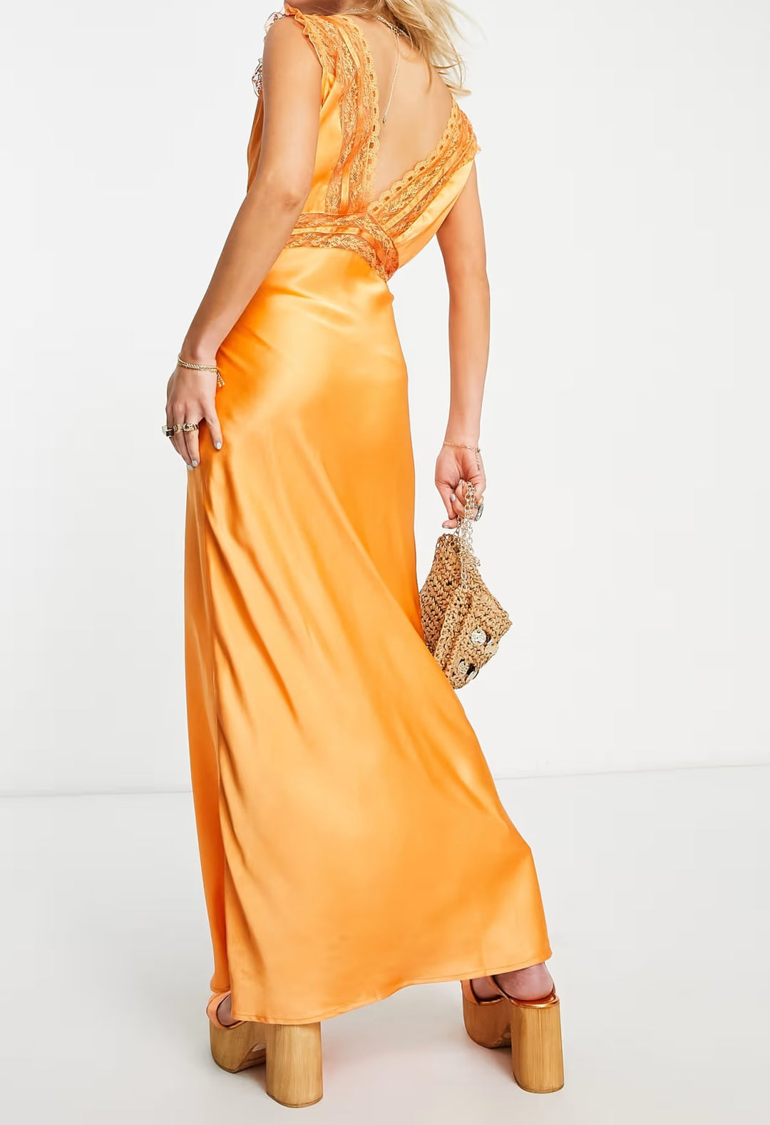 Rochie maxi Reclaimed Vintage, portocaliu