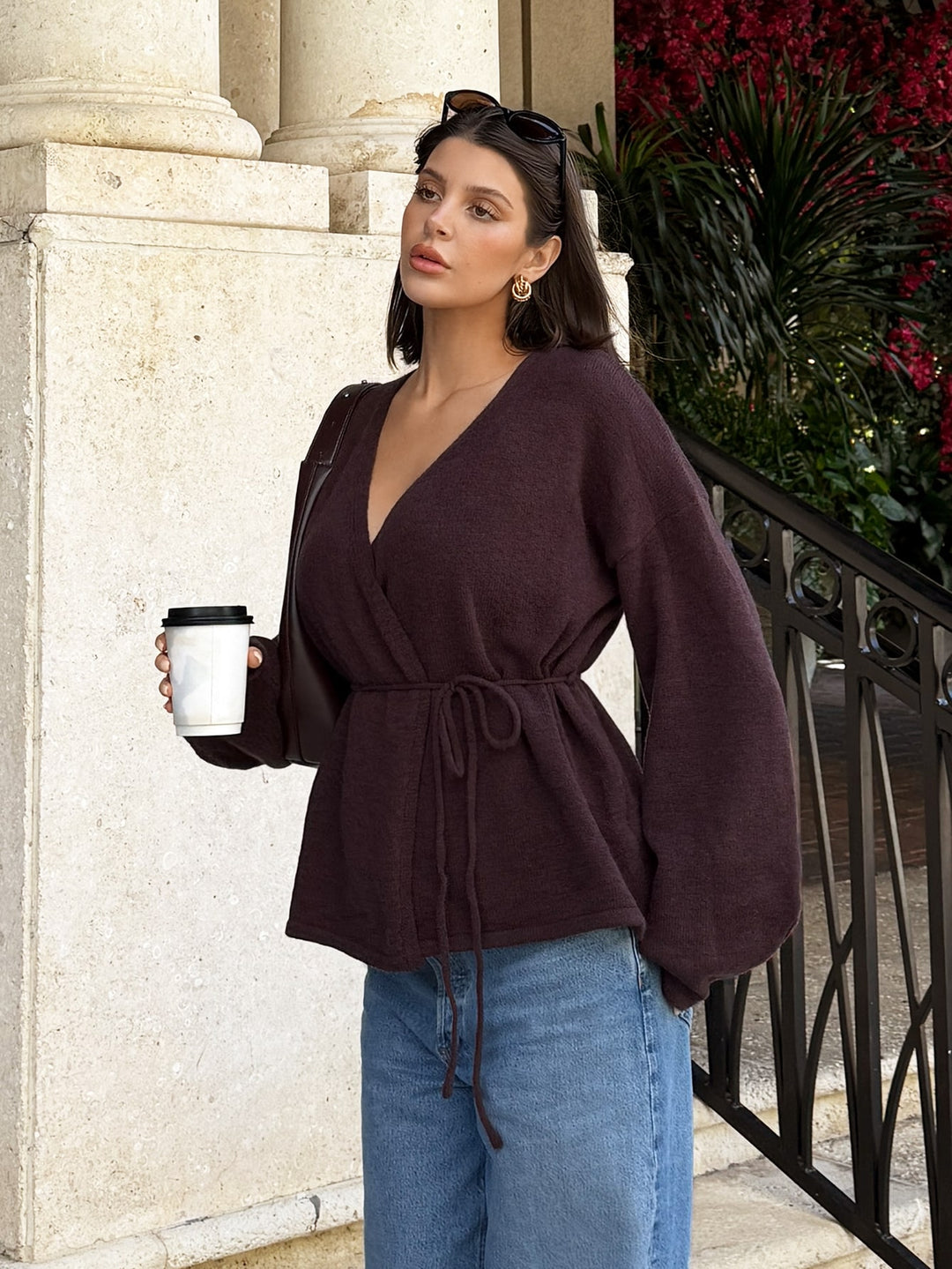 Cardigan SHEIN, maro