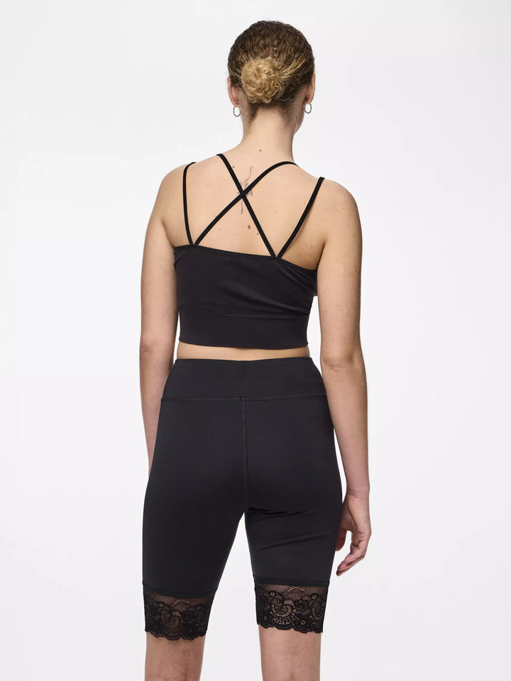 PIECES Rövid leggings, fekete