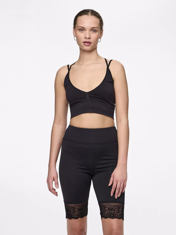 PIECES Rövid leggings, fekete