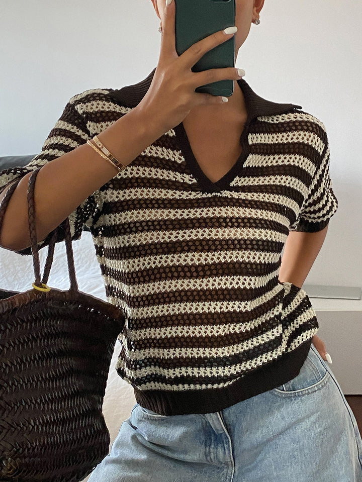 Tricou knit SHEIN, maro