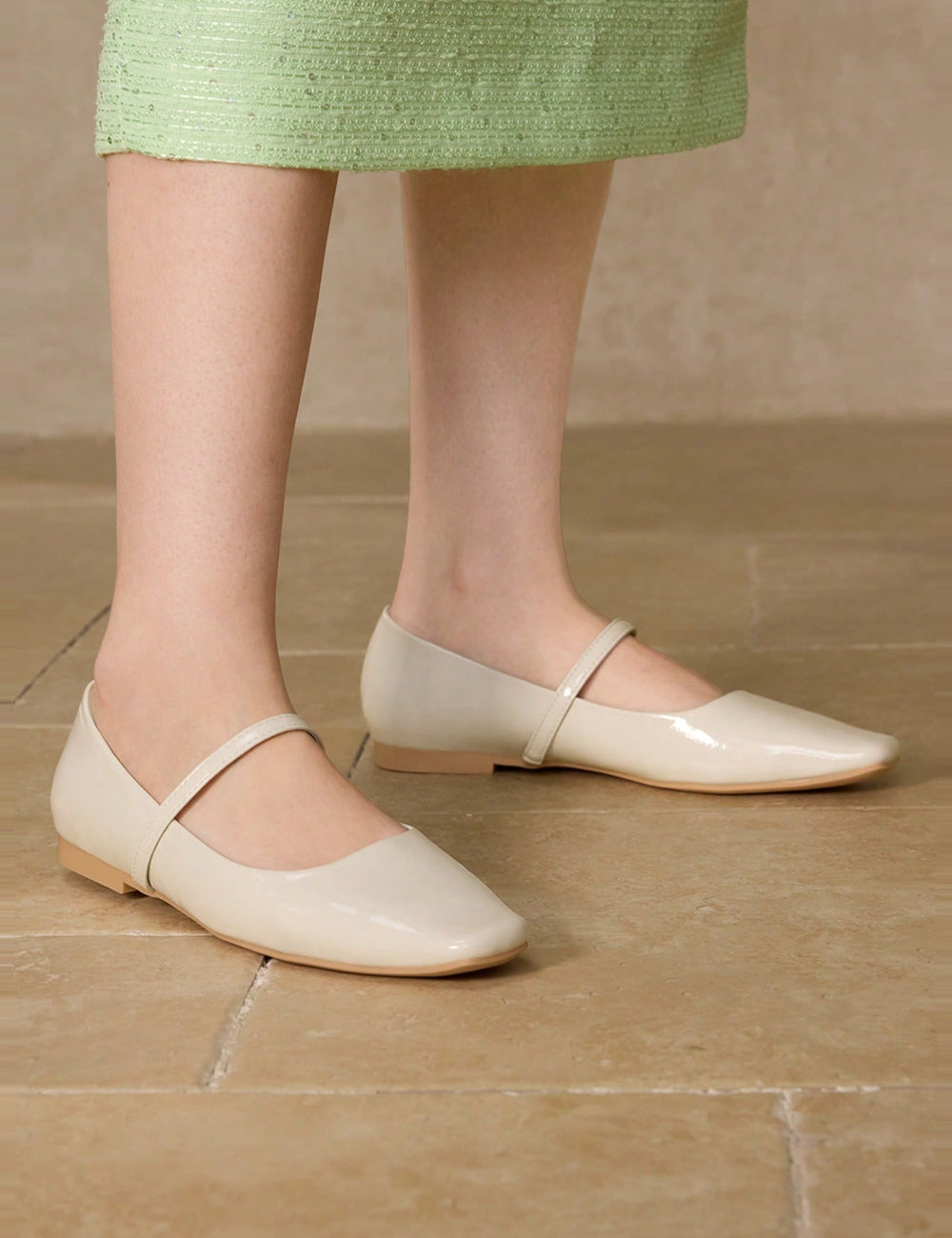 Shein balerina cipő, krém