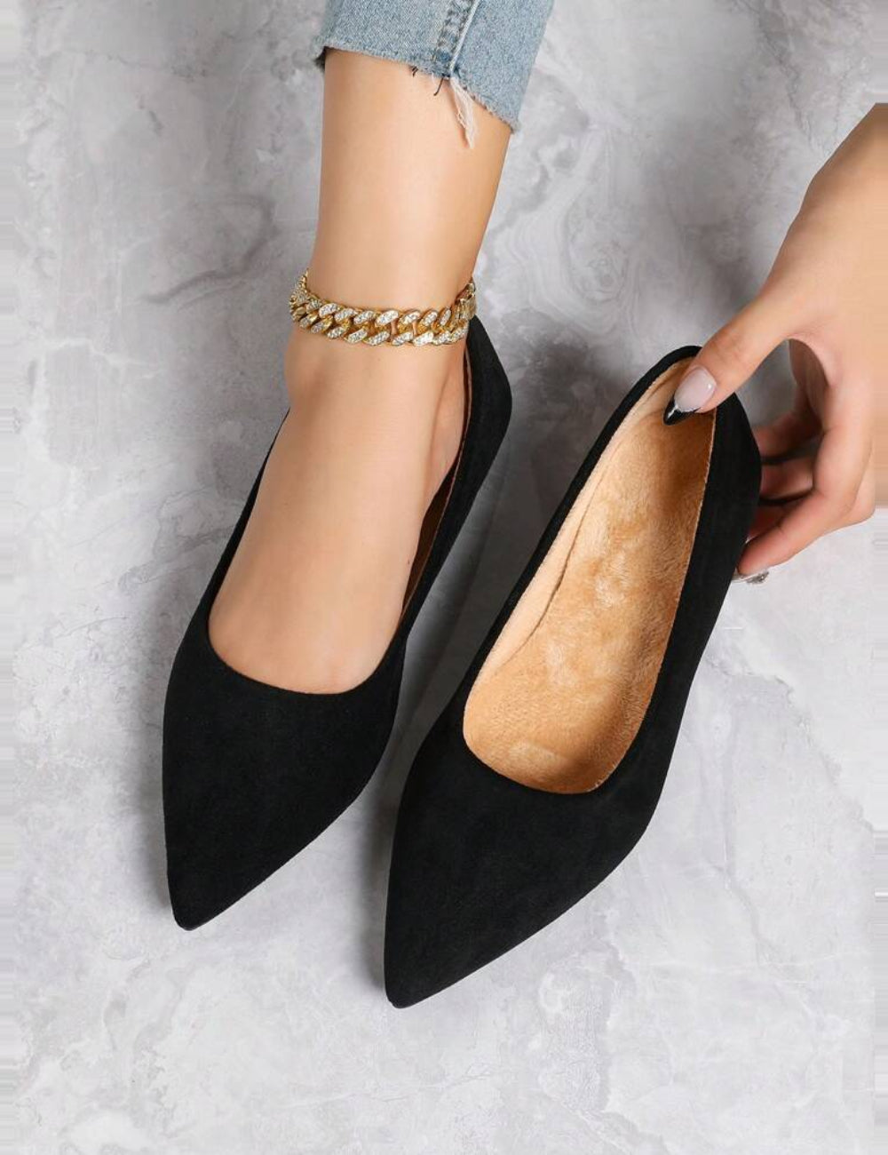 Shein balerina cipő, fekete