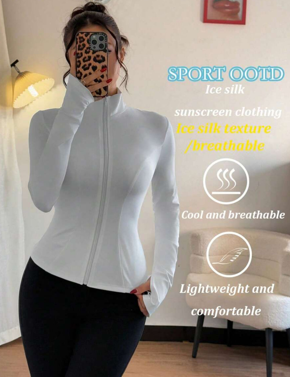 Shein cipzáros blúz, fehér