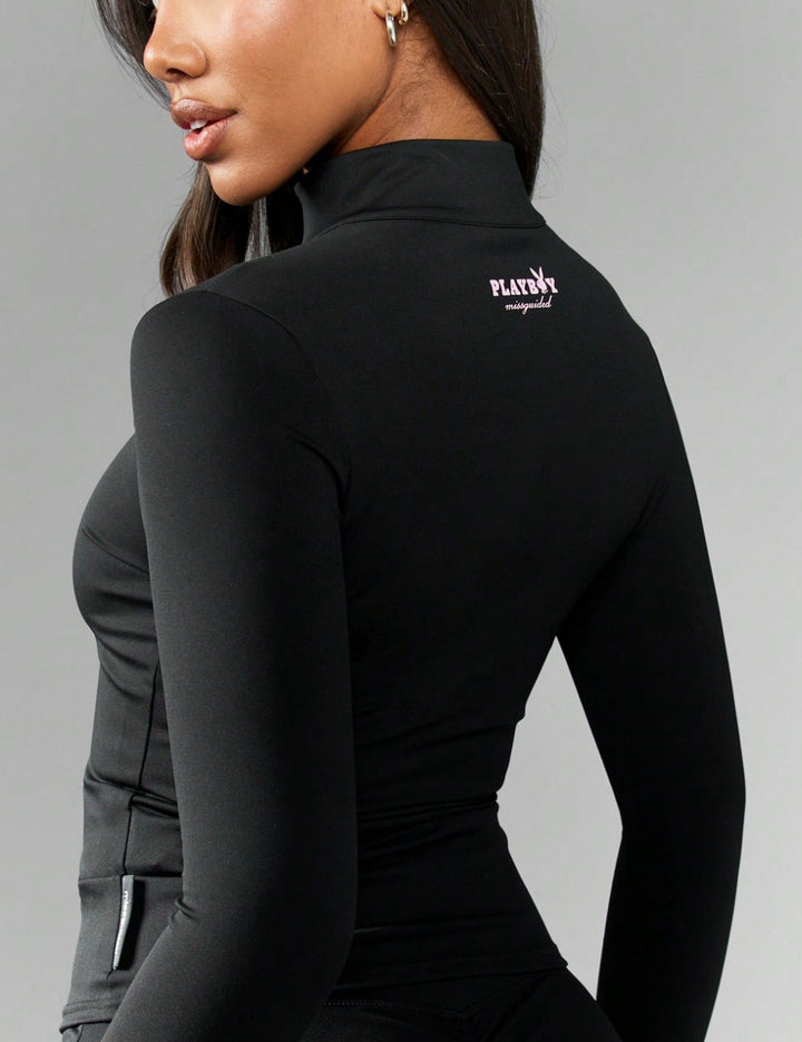 Bluză cu fermoar Shein Missguided, negru