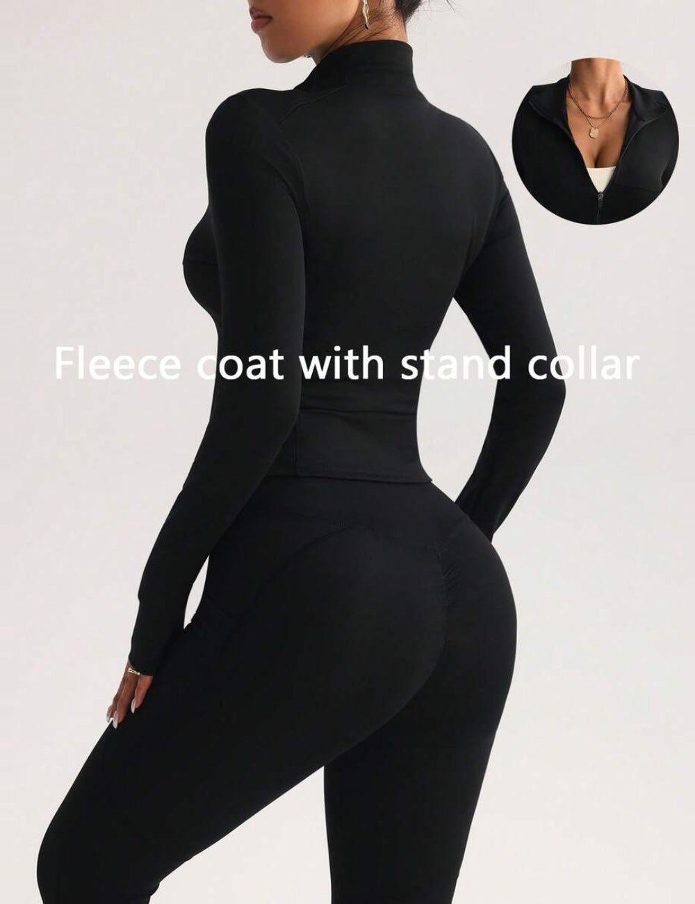 Shein cipzáros pulóver, fekete