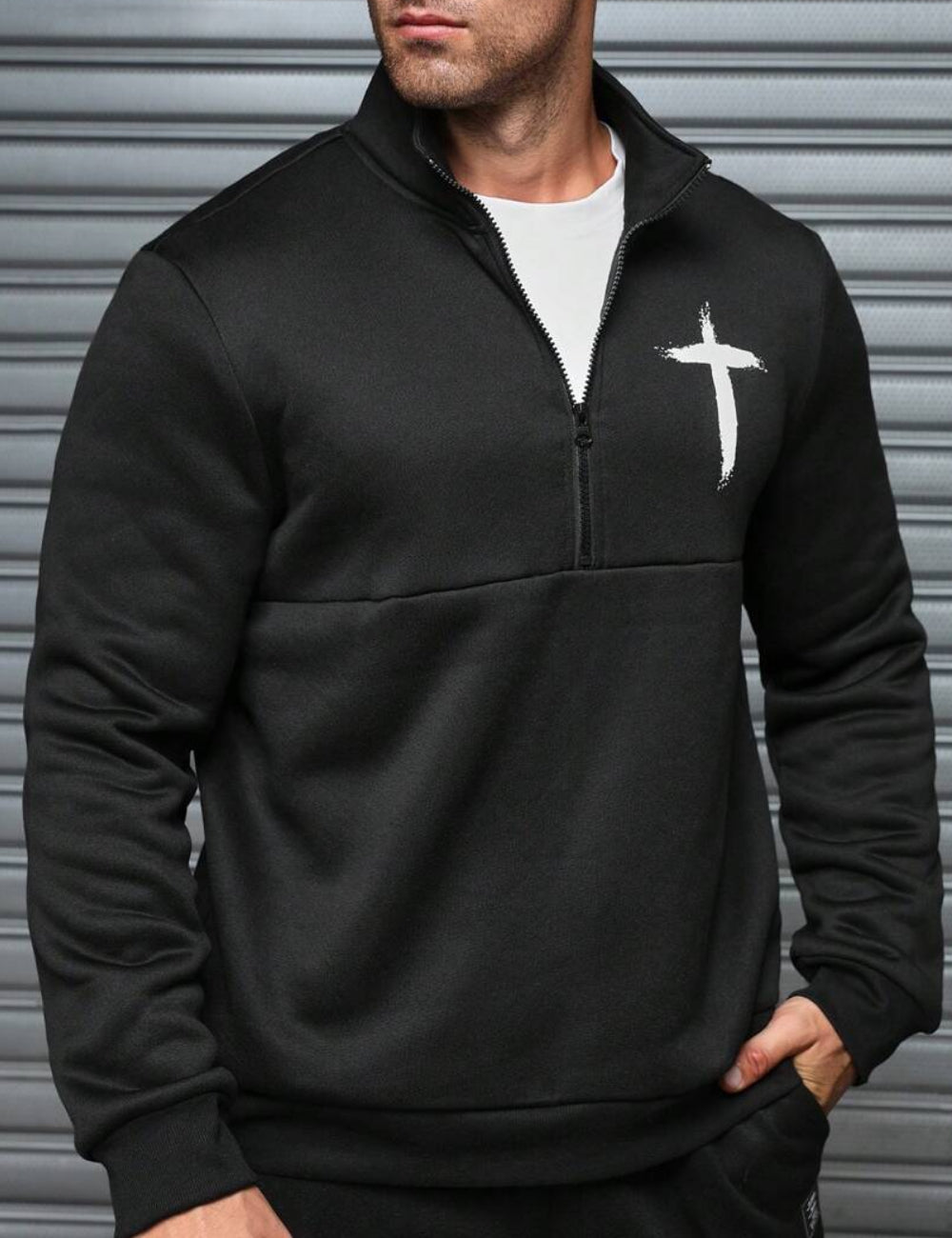 Bluză cu fermoar Shein, negru