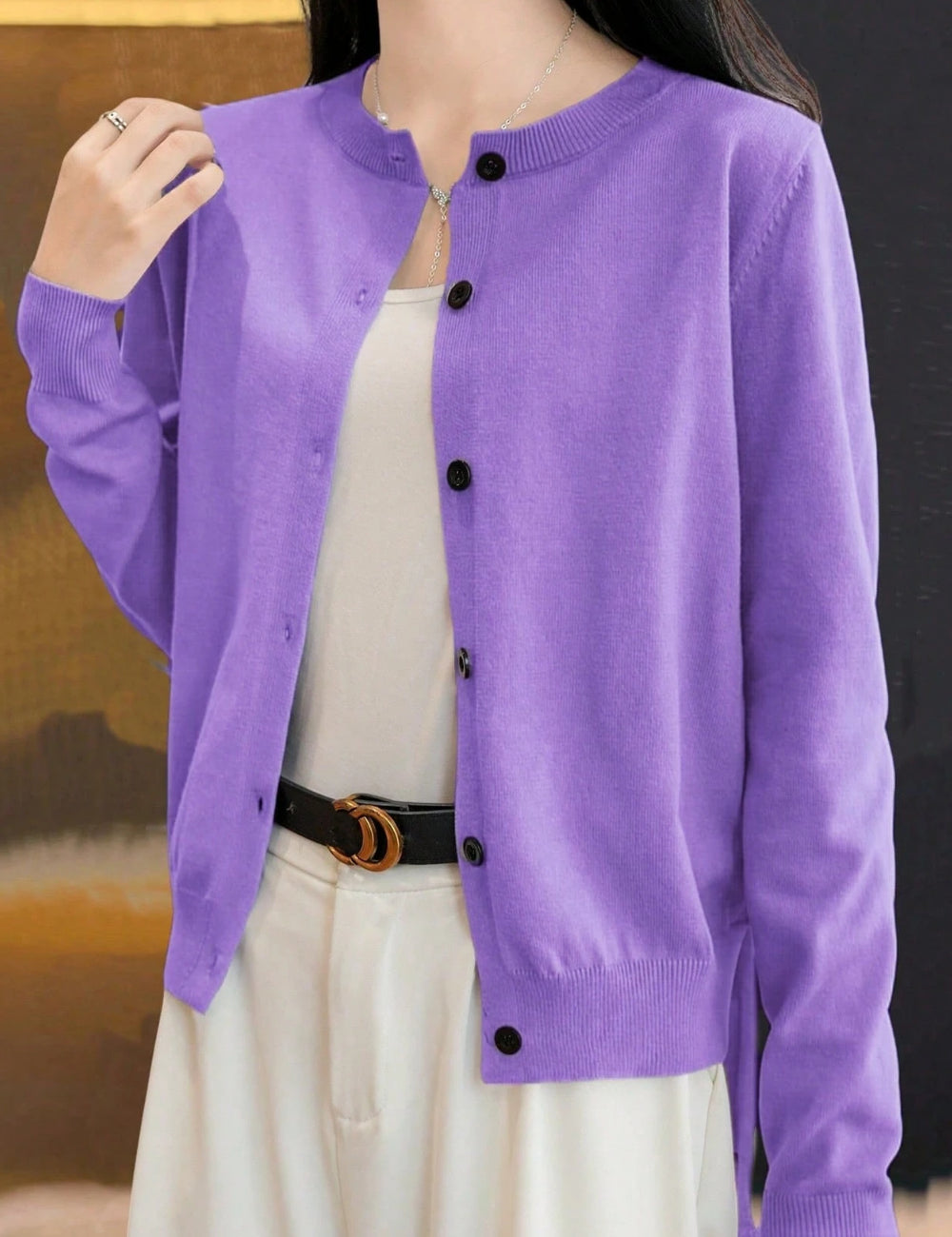 Shein gombos blúz, lila