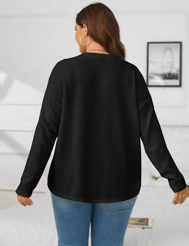 Bluză cu nasturi Shein Curve+, negru