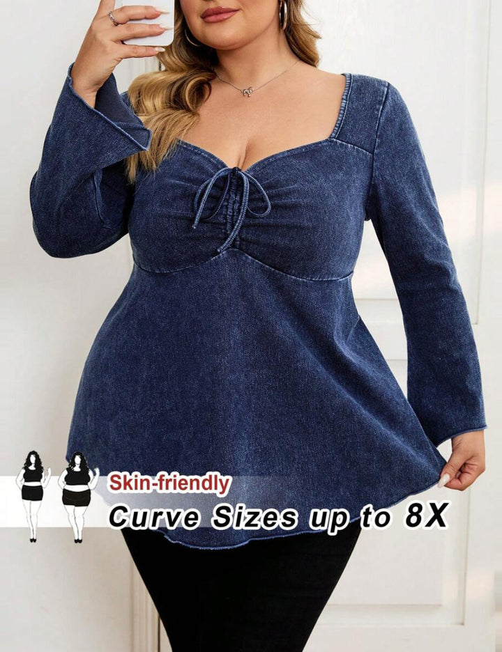 Shein Curve+ blúz, kék