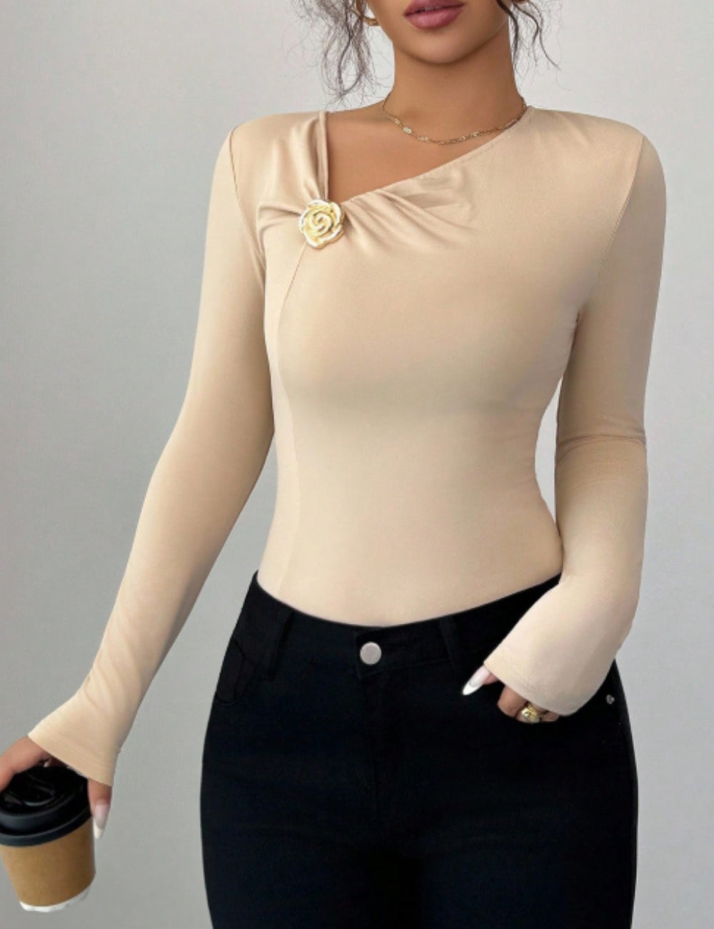 Shein top, beige