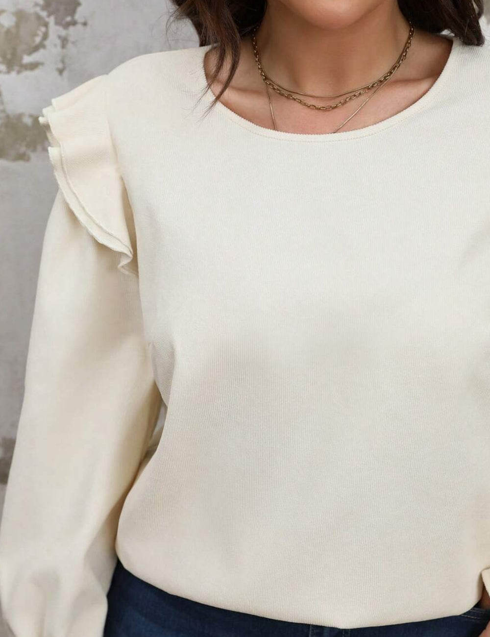 Shein Curve+ blúz, krém
