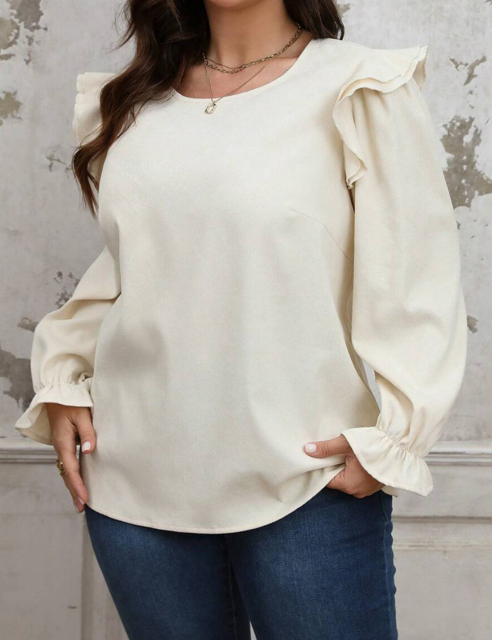 Shein Curve+ blúz, krém