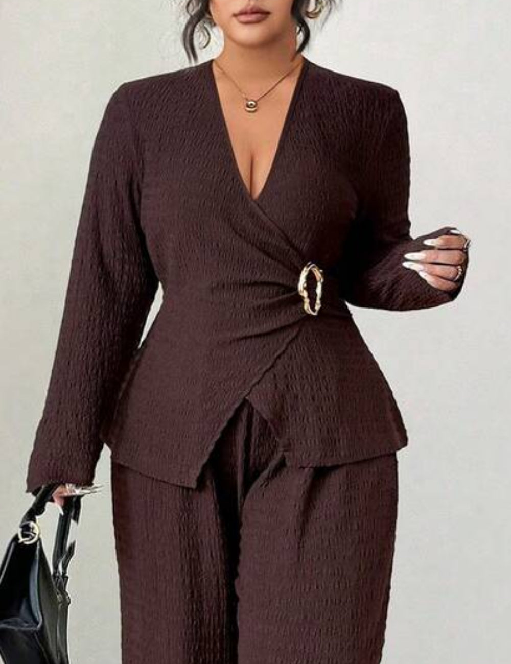 Shein Curve+ blúz, barna