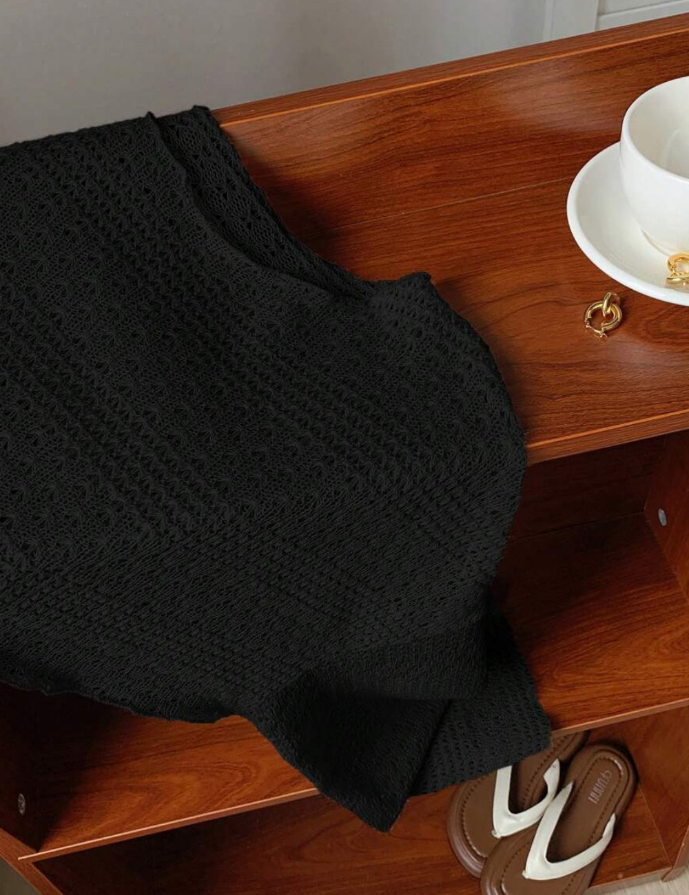 Shein Curve+ blúz, fekete