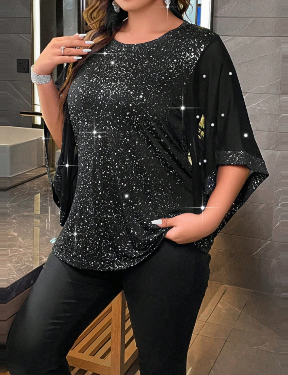 Bluză Shein Curve+, negru