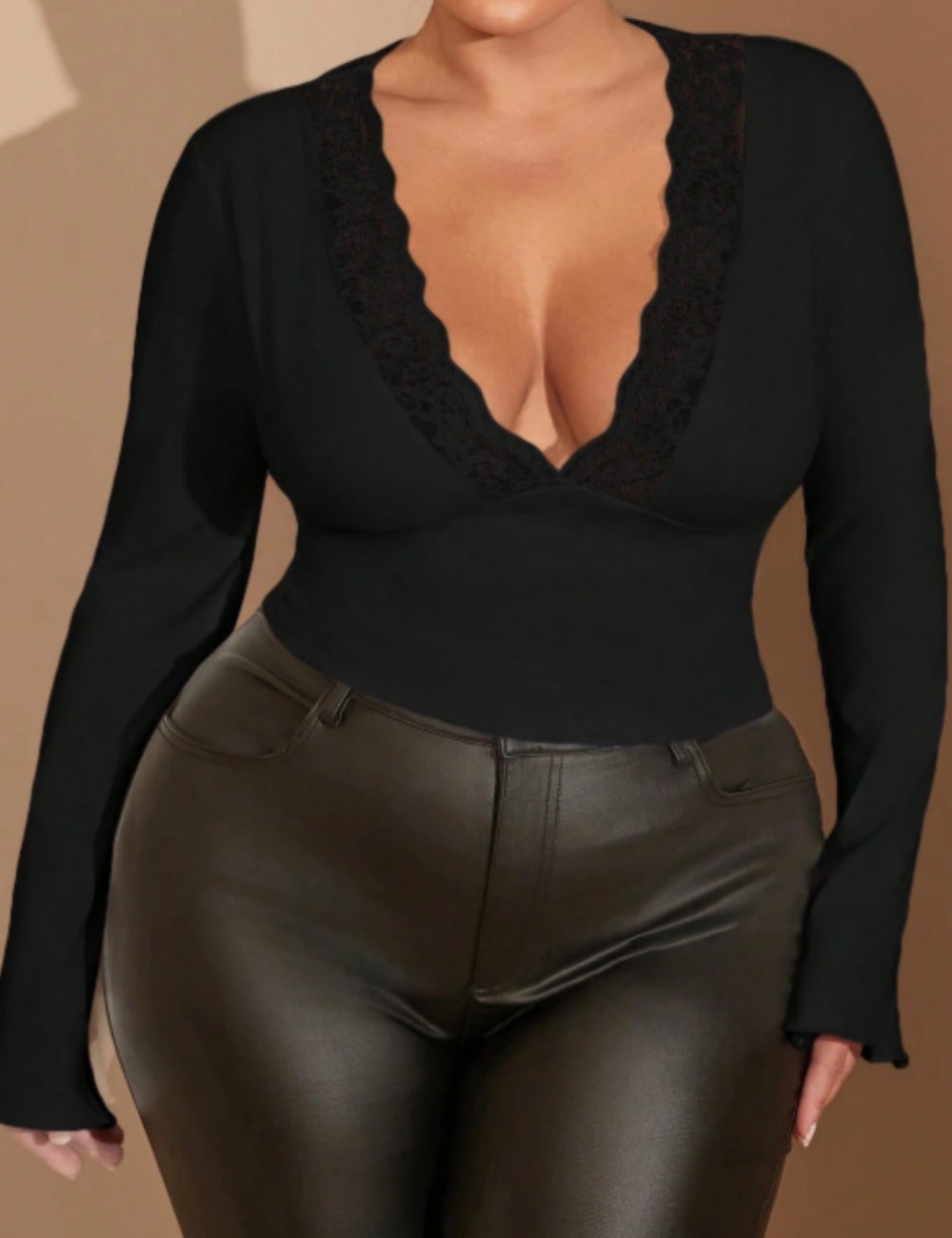 Shein Curve+ blúz, fekete