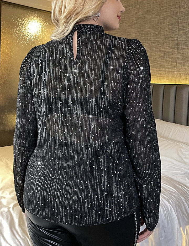 Shein Curve+ blúz, fekete