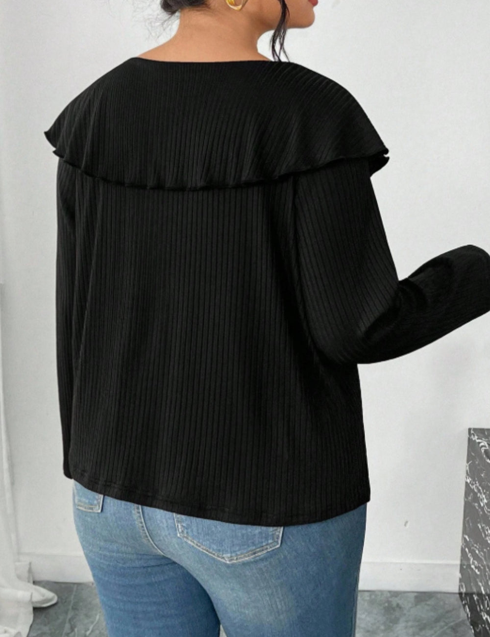 Shein Curve+ blúz, fekete