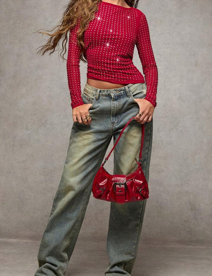 Shein top, burgundy