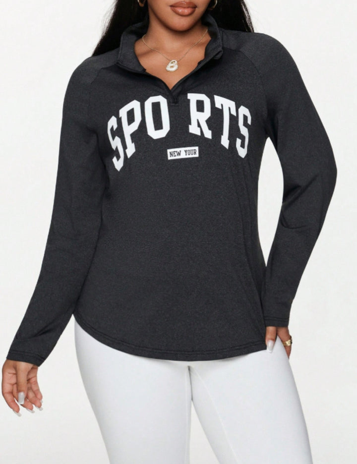 Bluza Sport Shein Curve+, gri inchis