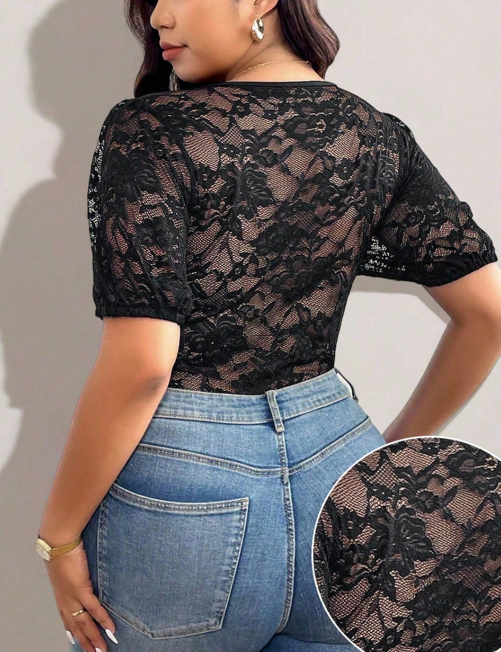 Body Shein Curve+, fekete