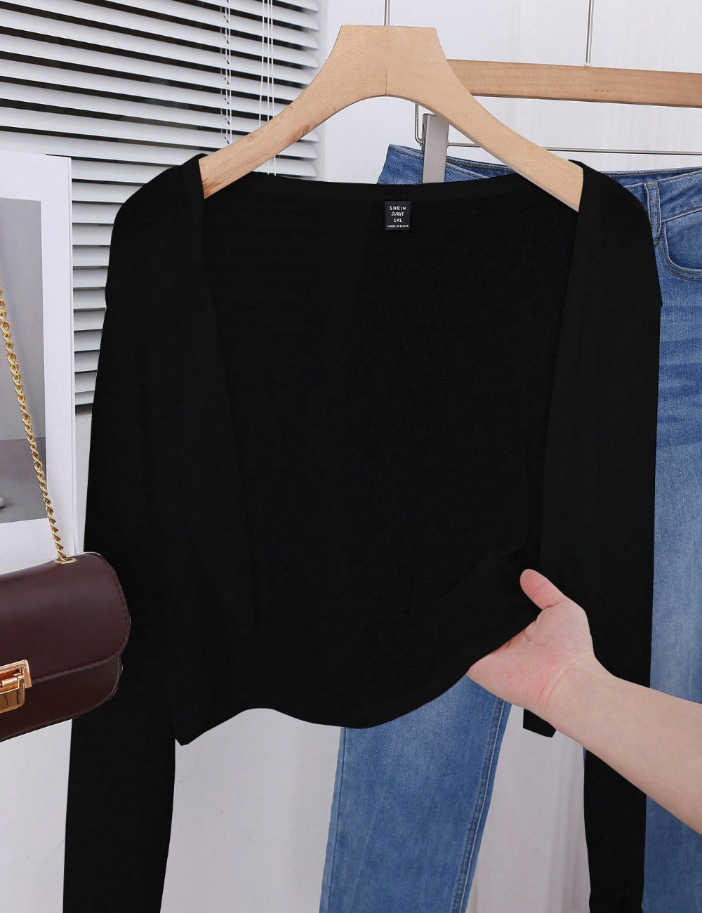 Shein Curve+ boleró, fekete