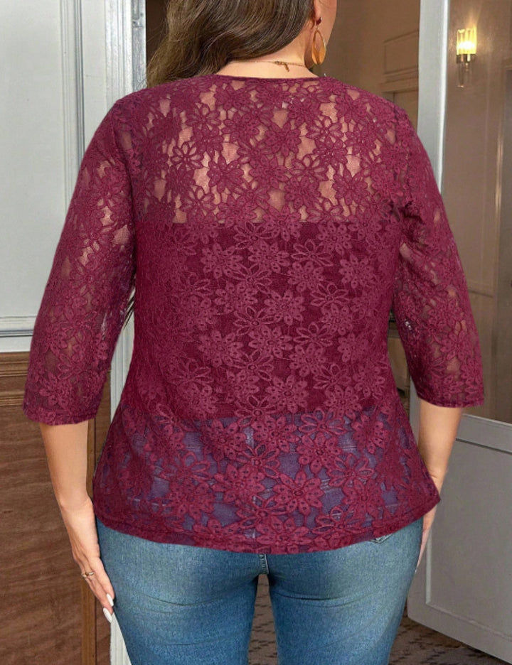 Shein Curve+ boleró, bordó