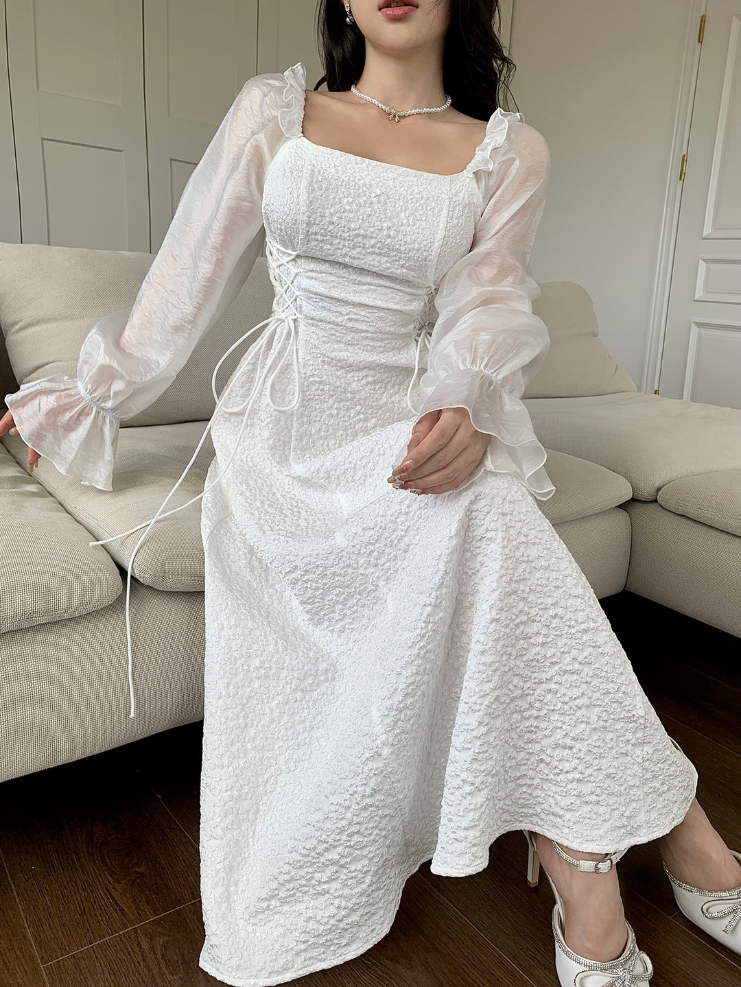 Rochie midi SHEIN, alb