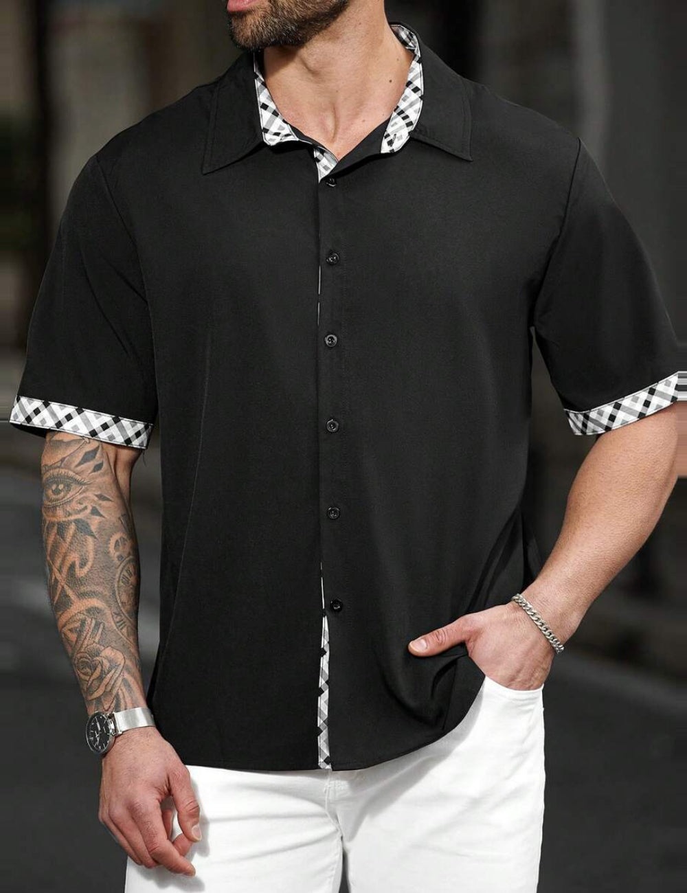 Cămașă casual Shein, negru