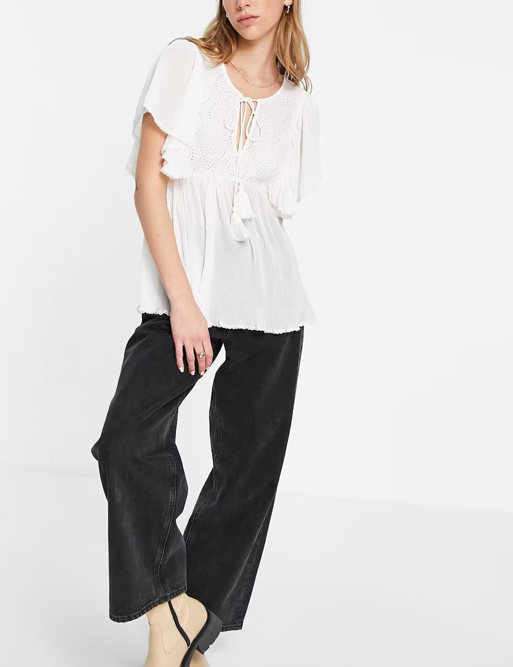 Cămașă cu mânecă scurtă ASOS, alb