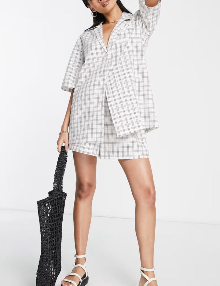 Cămașă cu mânecă scurtă ASOS, alb