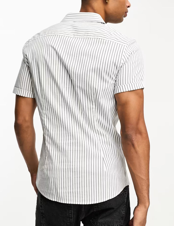 Cămașă cu mânecă scurtă ASOS, alb