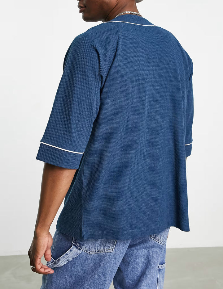 Cămașă cu mânecă scurtă ASOS, albastru