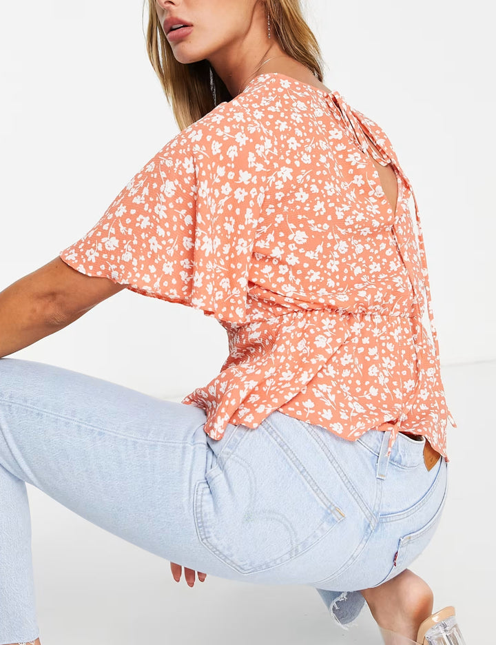 Cămașă cu mânecă scurtă ASOS, portocaliu