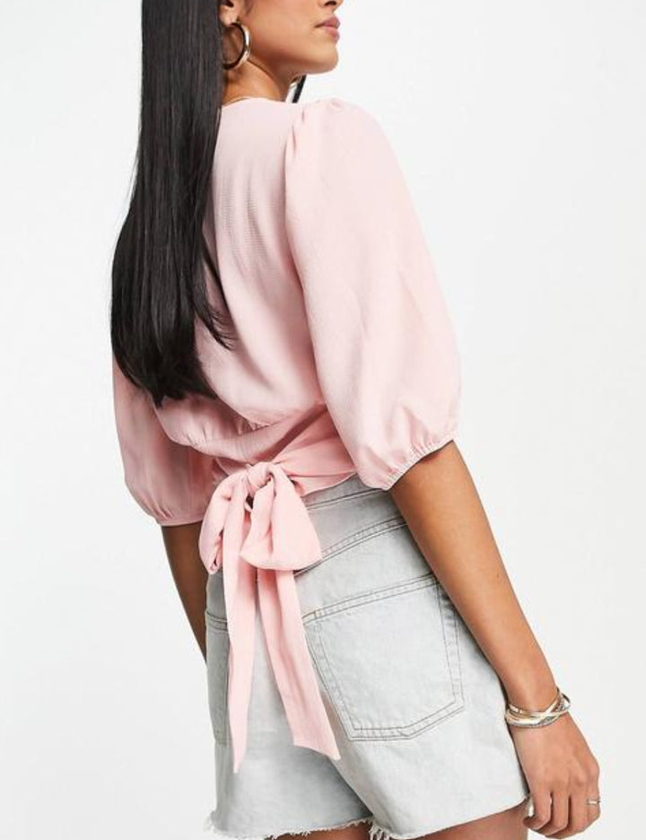 Cămașă cu mânecă scurtă ASOS, roz