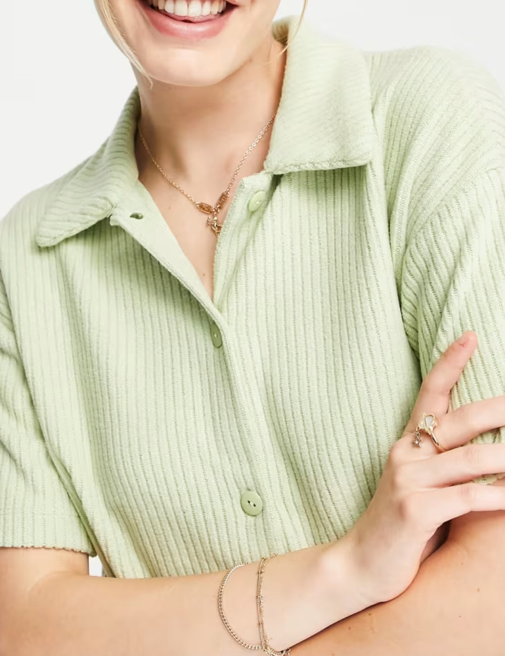 Cămașă cu mânecă scurtă ASOS, verde