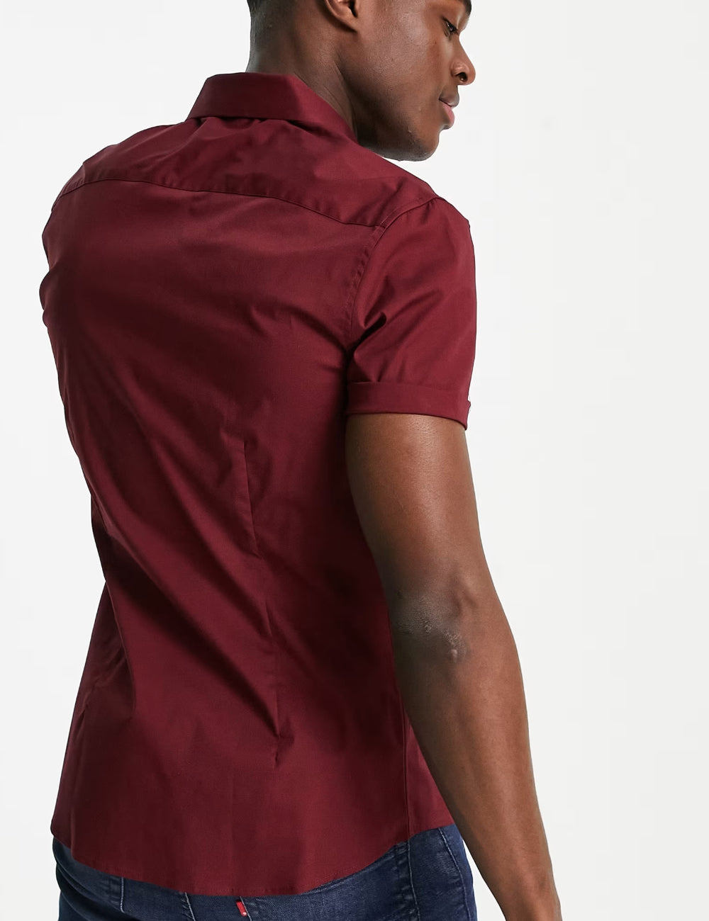 Cămașă cu mânecă scurtă ASOS, vișiniu