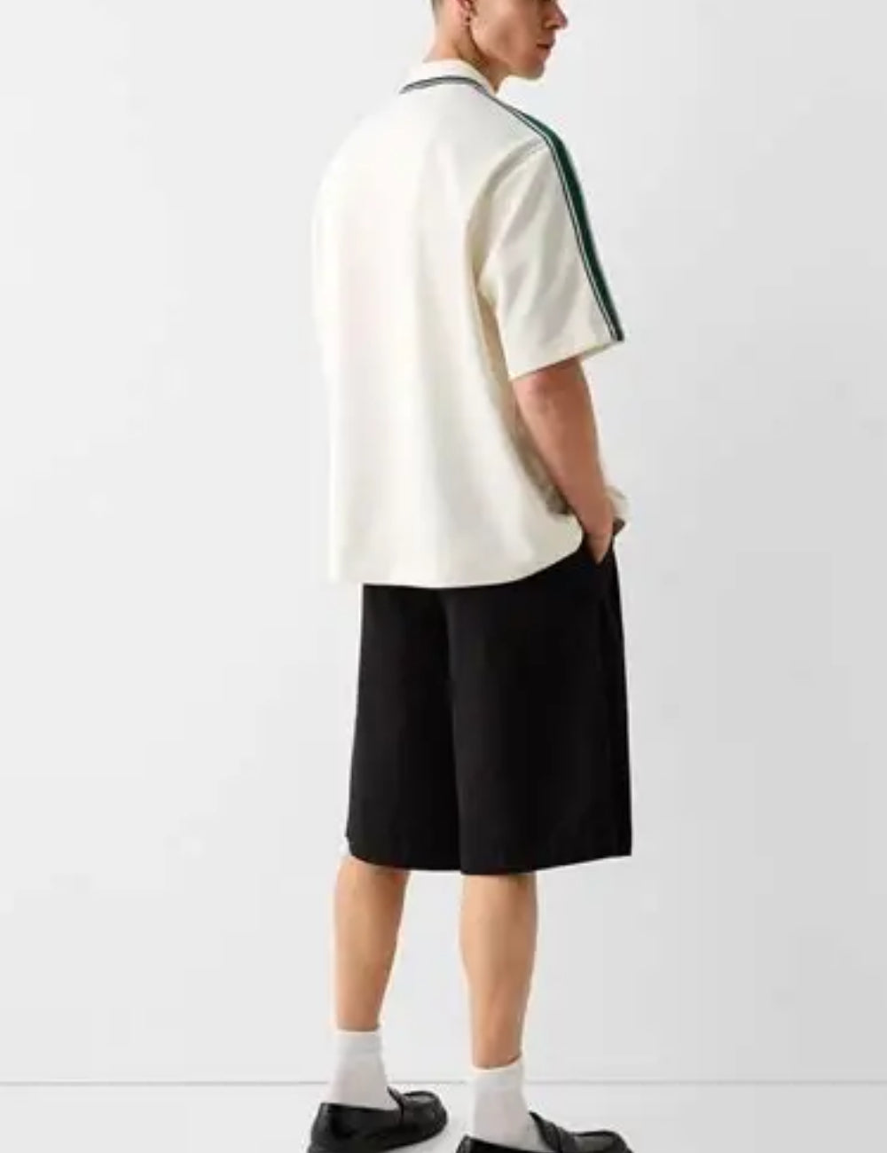 Cămașă cu mânecă scurtă BERSHKA, crem