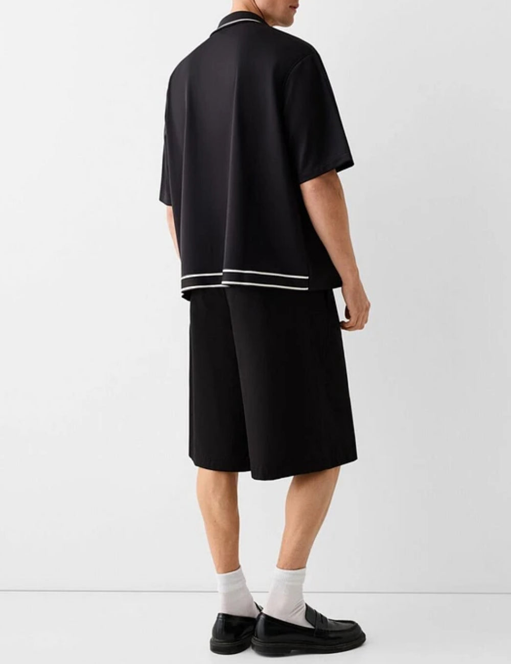 Cămașă cu mânecă scurtă Bershka, negru