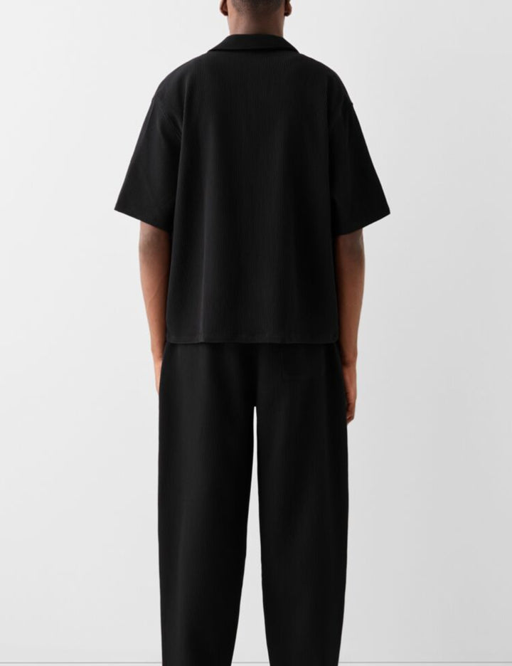 Cămașă cu mânecă scurtă Bershka, negru