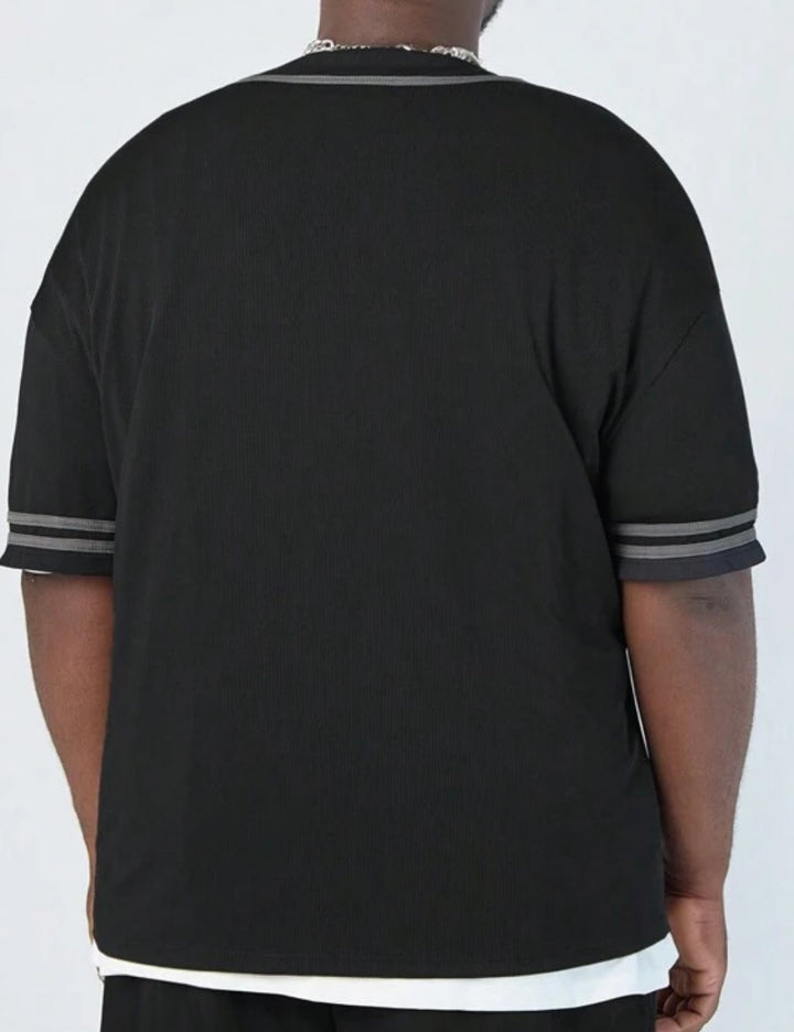 MANFINITY by Shein, rövid ujjú ing, fekete