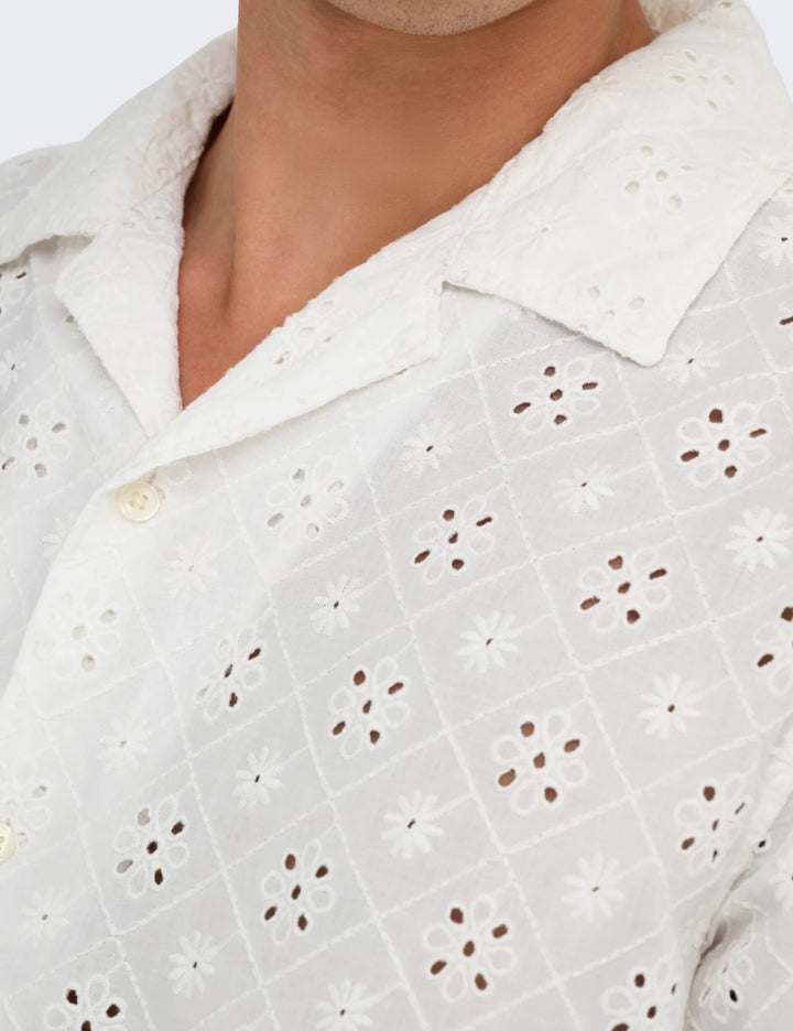 Camasa cu maneca scurta Only & Sons, alb